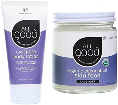 Elemental Herbs All Good Body Lotion, Lavender + All Good Coconut Oil Skin Food, Lavender