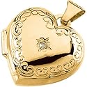 14K Yellow Gold Heart Shaped Diamond Locket