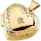 14K Yellow Gold Heart Shaped Diamond Locket