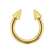 HORSESHOE WITH SPIKE (ANODIZED GOLD) Gauge: 14, Ball Size: 3mm, Length: 10mm Sold as a Pair