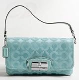 COACH KRISTIN OP ART LARGE WRISTLET DEMI BAG ~ HANDBAG ~ TURQUOISE 43654