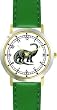 Brontosaurus - Green Dinosaur Animal - WATCHBUDDY&reg; DELUXE TWO-TONE THEME WATCH - Arabic Numbers - Green Leather Strap-Size-Large ( Men's Size or Jumbo Women's Size )