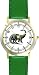 Brontosaurus - Green Dinosaur Animal - WATCHBUDDY&reg; DELUXE TWO-TONE THEME WATCH - Arabic Numbers - Green Leather Strap-Size-Large ( Men's Size or Jumbo Women's Size )