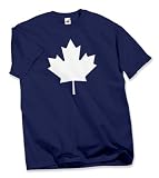 Canada - Oversized Maple Leaf (White) T-Shirt, Navy, 2XL