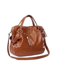 THG Brown New Europe Fashion PU Leatherette Tassel Faux Office Lady Hobo Tote Carry Bag Handbag Shoulder Bag Hobo