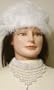 Multistrand Strand Silver Plated with Simulated Ivory Pearl Kutu Choker Necklace Earrings for Petite Women and Teens Offered with Hand Crocheted White Fun Fur Skull Cap