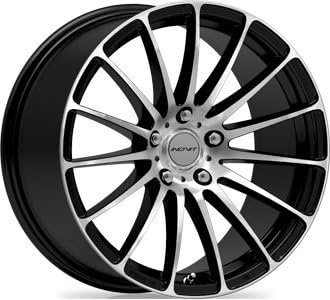 20" Inch Staggered Inovit Force5 Wheels Full Set of (4) Gloss Black Diamond Cut Surface Front 20x8.5 Rear 20x10 5x114.3 Front Offset:35 and Rear 42 Hub:73.1 Nissan Infiniti Ford Honda Lexus Hyundai