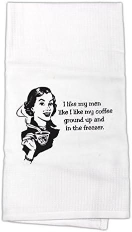 Mariasch Studios 26" x 20" Novelty Cotton Waffle Hand Towel (I Like My Men Like I Like My Coffee)