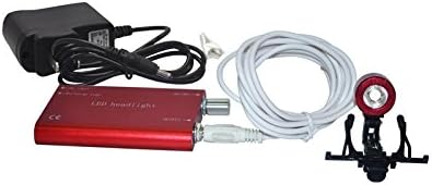icarekit Portable LED Head Light Lamp for Dental Surgical Medical Binocular Loupe with Carry bag (Red)