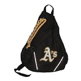 Oakland Athletics MLB Baseball Team Sling Shoulder Sports Bag / Athletic Backpack - Black (Size: one size)