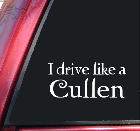 I drive like a Cullen Twilight Vinyl Decal Sticker - White