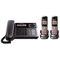 Panasonic DECT 6.0 Corded Phone with 2 Cordless Handsets - Black (KX-TG1062M)