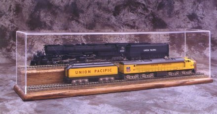 2 Tier HO 24 Model Train Display Case With Wood Base