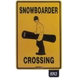 Seaweed Surf Co SN2 12X18 Aluminum Sign Snowboarder Crossing
