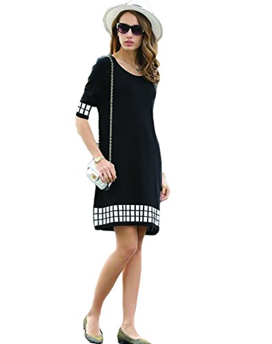 (ディーコッテ)D'Kotte シンプル タイト ワンピース フォーマル uネック ミニ 丈 五分袖 ワンピ チュニック neay046