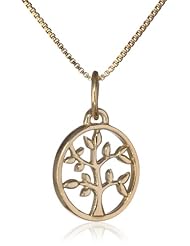 Sterling Silver with Yellow Gold Flashed Circle Family Tree Pendant Necklace, 18"