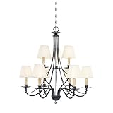 IMAGE OF Cottage Grove Nine Light Chandelier With Shade in Aged Ebony