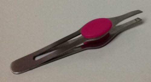 Tech Angled Tweezers ~ Thumb & Finger No-slip Grip ~ Easy Hold ~ PINK!