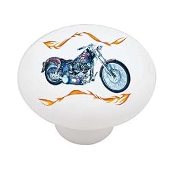 Flame Chopper Bike Decorative High Gloss Ceramic Drawer Knob