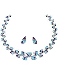 Turquoise Manmade Opal Multicolor Whiterock Link Necklace Earrings HS32931