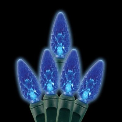 Led Christmas Light Bright Blue 70 Count 6C Shape Green Wire