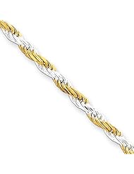 Sterling Silver 18in & Vermeil 2.5mm D/C Rope Necklace Chain. Metal Wt- 11.68g