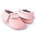 Kids Baby Boy Girl Pre-Walker Anti-slip Leather Tassel Fringe Moccasin Slip-on Shoes (12cm, Pink)