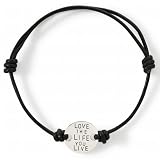 Bridge Jewelry Leather and Sterling Silver Live Life Bracelet - Silver