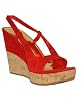 MIU MIU Prada Suede Cork Wedge Shoes in Red