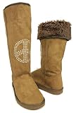 Peace Sign! Brown Winter Sheepskin Boots Fleece Vegan