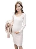 （TPGROWIN） マタニティ ウェア ワンピース ニット セーター 妊婦服 タイト カジュアル セクシー あったか 産前 産後 全4色 (Free, ホワイト)