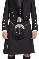 Mens Black 8 yard Polyviscose Kilt
