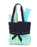 Belvah Quilted Floral 3pc Diaper Bag (Turquoise/ Navy)