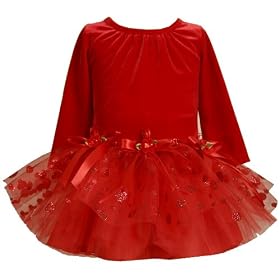 Buy Bonnie Baby Red Stretch Velvet Bodice To Red Tulle Skirt, Red, 24 Months by Bonnie Baby