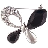Black And Clear Rhinestone Butterfly Animal Pin Brooch