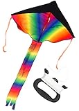Rainbow Delta Kite, 43-inch - Easy to Assemble, Launch and Fly (200' of Line) - Premium Quality