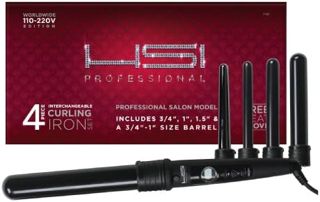 HSI Professional Curling Iron Set. Professional Salon Model, Free Glove included with curling wand