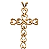 14K Yellow Gold Cross Pendant - 30.00x21.00m