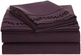 Luxury Silky Soft Berries Flock Queen Microfiber Sheet Set, Eggplant