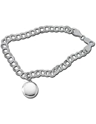 14K White Gold Round Locket Bracelet - Available in 7 or 8 Inch