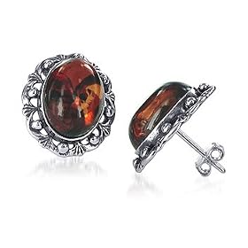 Superb Baltic Amber .925 Sterling Silver Stud Post Earrings by Baltic Amber