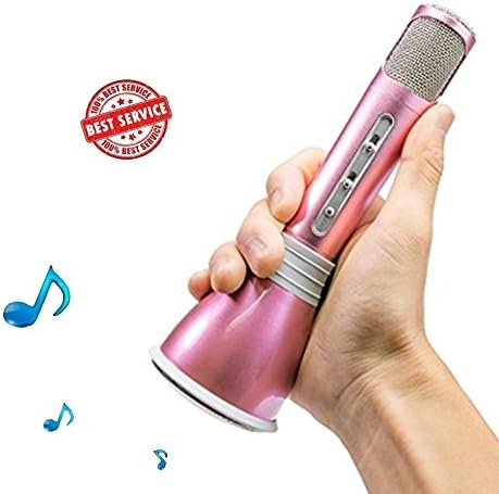Portable Wireless Microphone Karaoke Speaker System, LLUNC Bluetooth Rechargeable Handheld Speaker with Microphone (Rose Pink)
