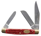 Schrade SCHRPB Heritage Classic Stockman with Red Pick Bone Handle