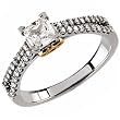 Two Tone Chic Diamond Ladies Engagement Ring (Center stone is not included)