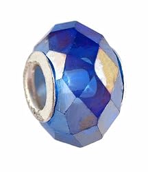 Pandora Style Charm Bead (Z144) Faceted Glass (14mm x 10mm) (fits Troll too)