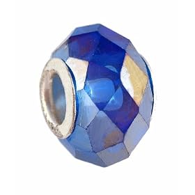 Pandora Style Charm Bead (Z144) Faceted Glass (14mm x 10mm) (fits Troll too)
