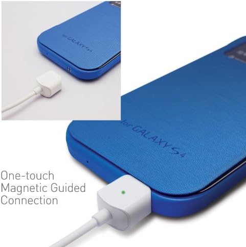 MagNector Blue S-View Protective Flip Cover Hard Case w/ Pogo Magnetic Charge & Sync Data Cable Combo for Samsung Galaxy S4