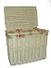 RECTANGULAR WHITE WICKER HAMPER WITH BRIAR ROSE LINNG MED