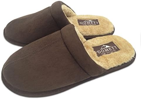 Domett Comfy Microsuede Faux Fur Clog Slippers for Men and Women, Ultimate Comfort and Protection, Brown, Large