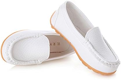 Kids Conda Boys & Girls White Loafers Water Resistent Slip On Split Leather Boys & Girls Oxfords - Deck Shoes / Sneakers Size 3.5 M US Big Kid